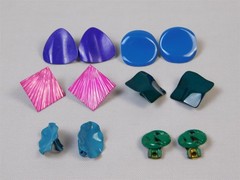 Vintage 1990s Y2K Colors Clip On Fashion Earrings Lot Metal 6 Pairs
