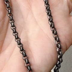 Men’s Gunmetal Black Rolo Box Link 925 Silver Chain Necklace Tested