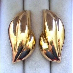 LARGE BOLD Vintage 1970-1990 Solid 14K Yellow Gold Omega Back Earrings 13.1 g.