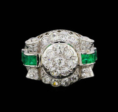 Genuine Handmade Art Deco Square Emerald With Old Mine Cut CZ 925 Silver Ring