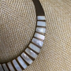 BEAUTIFUL Egyptian Brass Choker With Mother Of Pearl Inlay Collar Bib Necklace