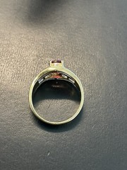 18KT YG Natural ruby and diamond ring. Size 5.25 (A20)