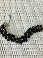 RARE! JULIANA Jet Black Cha Cha Dangle Bead Bracelet AB Rhinestone Clasp! Mint!