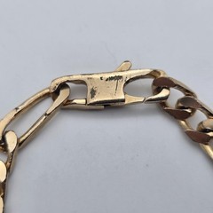 Vintage Gold Filled / Rolled Gold – 6 mm Blocky Flat Figaro Chain Bracelet 8.25″