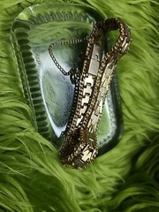 Vintage Bracelet Heavy Gold Plated Textured Diamond Cut Design with Safety Chain