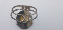 Vintage Handmade Big Oval Cut Smoke Quartz Color Gemstone Silver Tone Bracelet