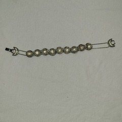 Vintage Mexican Alpaca Silver Yin Yang Link Braclet Black White Enamel Inlay Boh