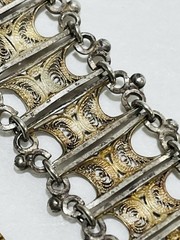 Antique European 800 Silver Filigree Bracelet 7.5 Inches Signed True Vintage