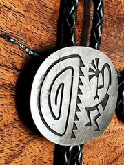 Vintage Hopi Sterling Silver Bolo Tie Kokopeli Old Pawn Signed VB