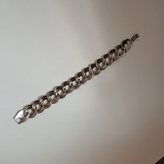 Vintage Silver Tone Double Link Necklace & Bracelet with Hinged Clip Clasp