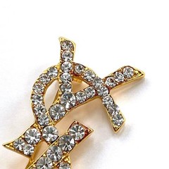 YVES SAINT LAURENT YSL Vintage Gold-Plated Rhinestone Brooch – Women’s