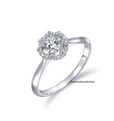 Flower Face 0.42CT Moissanites 10K White Gold Finish Anniversary Wedding Ring