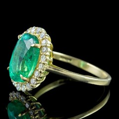 Natural Emerald 5.20 Ct Art Deco Vintage Engagement Ring 14K Yellow Gold Over
