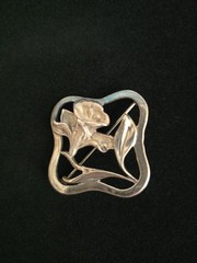 Vintage Art Nouveau Style Floral 925 Silver Open Work Brooch/Pendant 1.5in