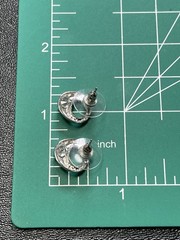 Vintage Small Crystal Rhinestone Silver Tone Metal Earrings