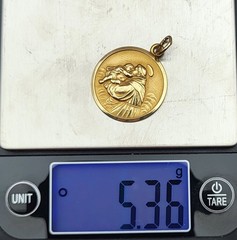 Vintage 18K Yellow Gold Saint Anthony Religious Charm Pendant 750 for Necklace