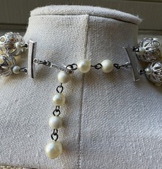 Vintage Hong Kong Multi-Strand Faux Pearl Choker Necklace – 18” 30g – Signed
