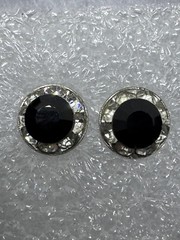 SET Vintage Avon Cubic Zirconia Onyx Stud EARRINGS Glamour RING Size 8.5
