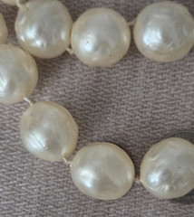 VTG Double Strand Faux Pearl Choker 14″ Grad Irregular Beads Gold‑Tone Clasp