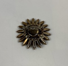 Brown Rhinestone Starburst Brooch 1.5”