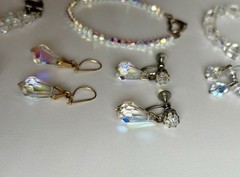 Vintage Crystal Aurora Borealis Necklace Bracelet Earrings Brooch Pin Ring Lot