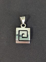 Vintage Mexico Sterling Silver Square Spiral Necklace Pendant Modernist 9.6 g