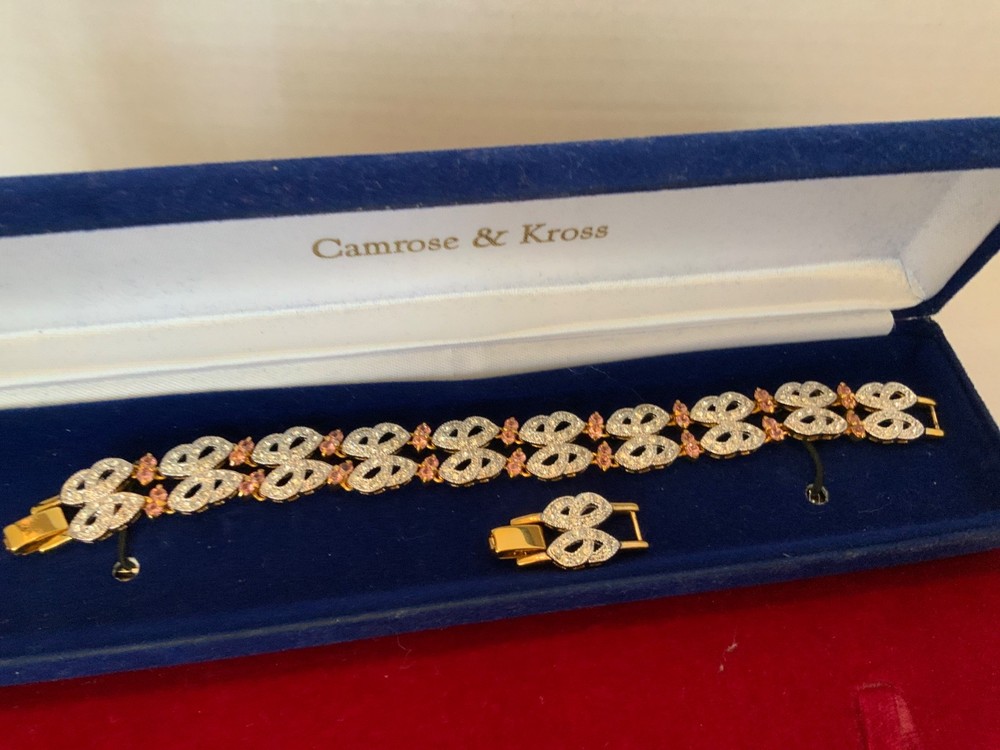 RARE CAMROSE KROSS JBK Jacqueline Kennedy Celtic Scroll Faux Kunzite Bracelet