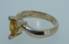 14K Natural 1 Carat Yellow Sapphire & Diamond Ring