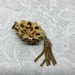 Vintage signed Edlee peacock dazzling crystal pendant dressy costume glam