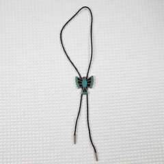 Vintage Bolo Tie Eagle Thunderbird Turquoise Silver Green & Black Enamel Design