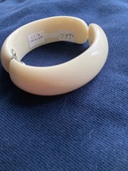 Vintage 1960’s Lucite Cream Hinged Bangle with Decorated Clip Earrings