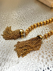 Vtg. Avon Gold Tone Faux Turquoise Lariat Bolo Necklace Adjustable Tassels 38″