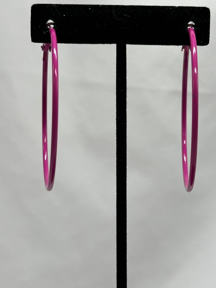 Vintage 2.25 In. Pink Hoops With Sort Of Lever backs