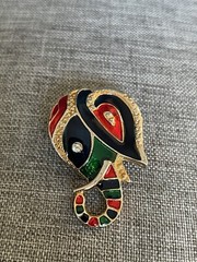 Vintage Elephant Enamel Brooch Pin Safari Statement Retro Gold Tone Boho Career