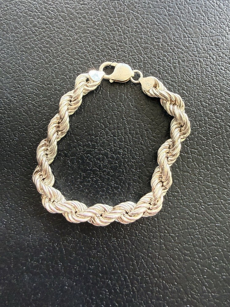 Vintage 925 Sterling Silver Twisted 9mm Thick Rope Chain 7.5” Bracelet – 20.97g