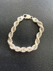 Vintage 925 Sterling Silver Twisted 9mm Thick Rope Chain 7.5” Bracelet – 20.97g
