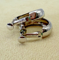 Vintage Classic Napier Chunky Hoop Clip On Earrings Polished Silver Tone