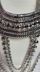 Silver Tone Unique Bib Statement Necklace New 7×11