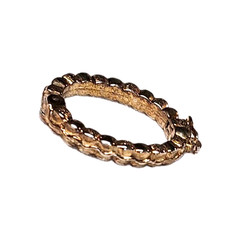 Vintage Textured Gold Tone Oval Holder Scarf Ring Clip Handkerchief 1″ Retro GUC