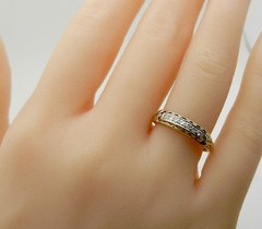 Antique Art Deco 14k Yellow Gold & Platinum Diamonds Wedding Band Ring Size 8
