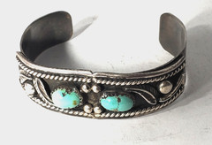 Vtg Sterling Silver SOUTHWESTERN Old Pawn Turquoise Cuff Bracelet Lot