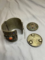 Antique Berber Silver Enamel Amulet Box c.1900 North Africa (Kabyle Attrib.)