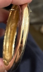 Vtg PANETTA Gold White Enamel w/ Pave Crystals Hinged Bangle Bracelet