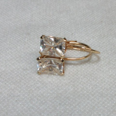 14K SOLID YELLOW GOLD CZ STONE EARRINGS LEVERBACK DANGLE #12