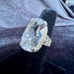 Vtg Sterling Silver Ring .925 Sz 6.5 Marquis Clear Stone Cocktail Statement