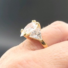 Vtg Sz 8 Ring Teardrop w/ Triangles Cubic Zirconia 18KGE Fashion Jewelry STG#6