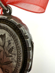 Victorian Double Sided Star Flower Locket English Puffed Sterling, c.1886