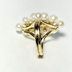 Ming’s Honolulu 14K Yellow Gold 4–5mm Akoya Pearl Cluster Size 5 Ring 4.7g