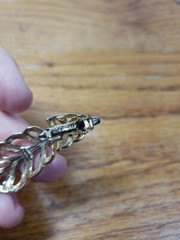 Vintage Trifari Earrings TM Drop Gold Tone Filigree Hinged Clip-on Signed Twice