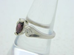 .925 Sterling Silver Almandine Garnet Clear Rhinestone Ring Size 7 Vintage